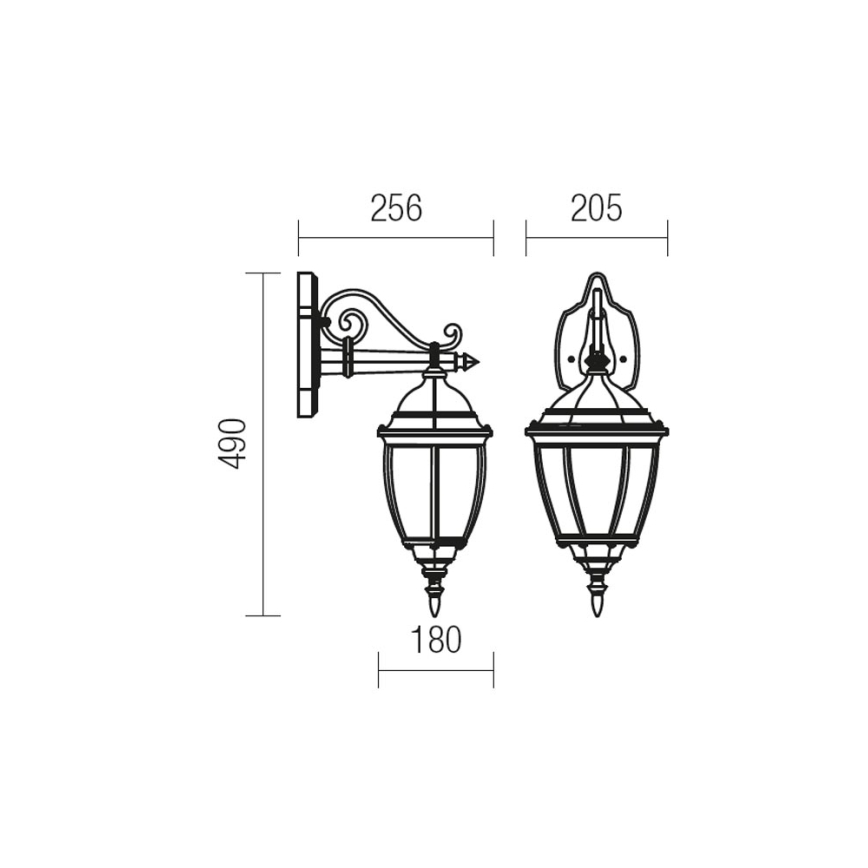 Redo 9605 - Vanjska zidna lampa SEVILLA 1xE27/42W/230V IP44 zlatna/patina