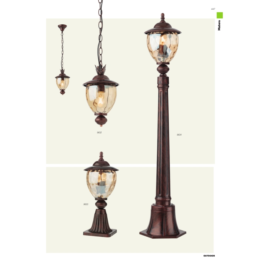 Redo 9634 - Vanjska lampa MATERA 1xE27/42W/230V IP33