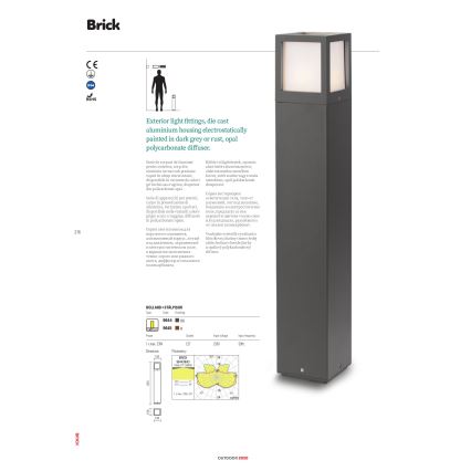 Redo 9644 - Vanjska lampa BRICK 1xE27/23W/230V IP54 siva