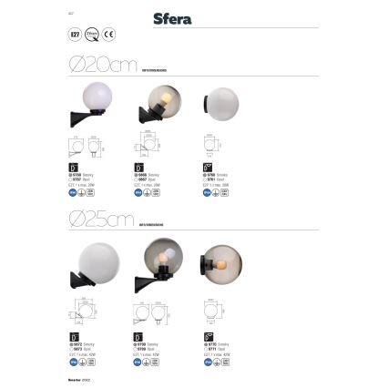 Redo 9771 - Zamjenski sjenilo za vanjsko svjetiljku SFERA promjer 25 cm IP44 bijela