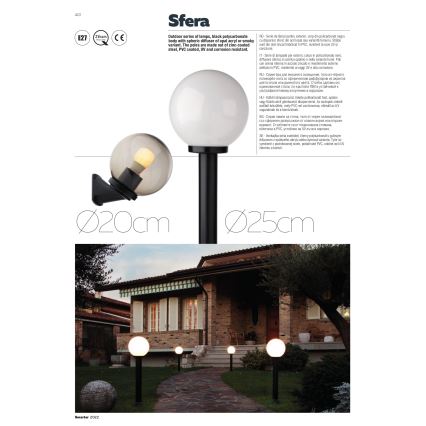 Redo 9774 - Vanjska lampa SFERA 1xE27/42W/230V IP44 25x38 cm smeđa