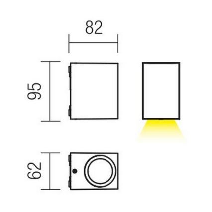Redo 9907 - LED Vanjska zidna svjetiljka BEAM LED/5W/230V IP54