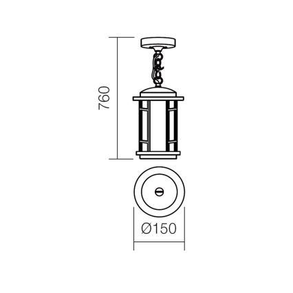 Redo 9956 - Vanjski luster na lancu BRISTOL 1xE327/42W230V IP23