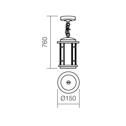 Redo 9956 - Vanjski luster na lancu BRISTOL 1xE327/42W230V IP23