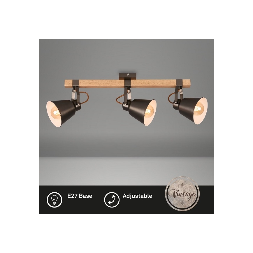 Reflektor RETRO 3xE27/40W/230V, smeđi