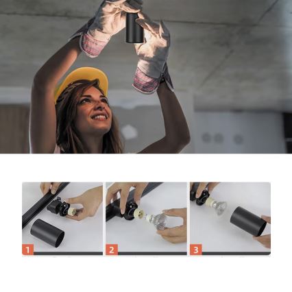 Reflektor za jednofazni šinski sustav 1xGU10/10W/230V, crne boje