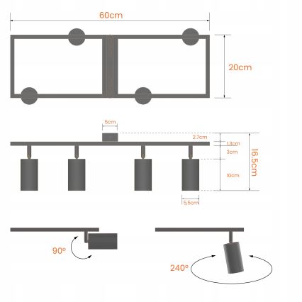 Reflektorska svjetiljka 4xGU10/30W/230V bijela