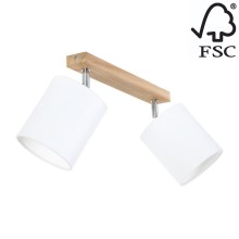 Reflektorska svjetiljka APRILLIA 2xE27/25W/230V hrast bijela – FSC certificirano