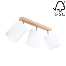 Reflektorska svjetiljka APRILLIA 3xE27/25W/230V hrast bijela – FSC certificirano