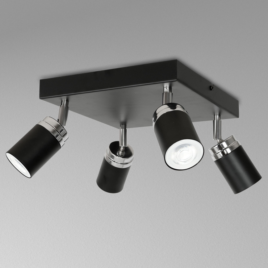 Reflektorska svjetiljka RENO 4xGU10/8W/230V crna/sjajni krom