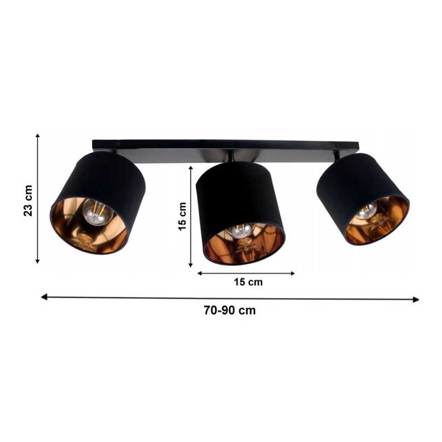 Reflektorska svjetiljka SOFIA 3xE27/60W/230V crna