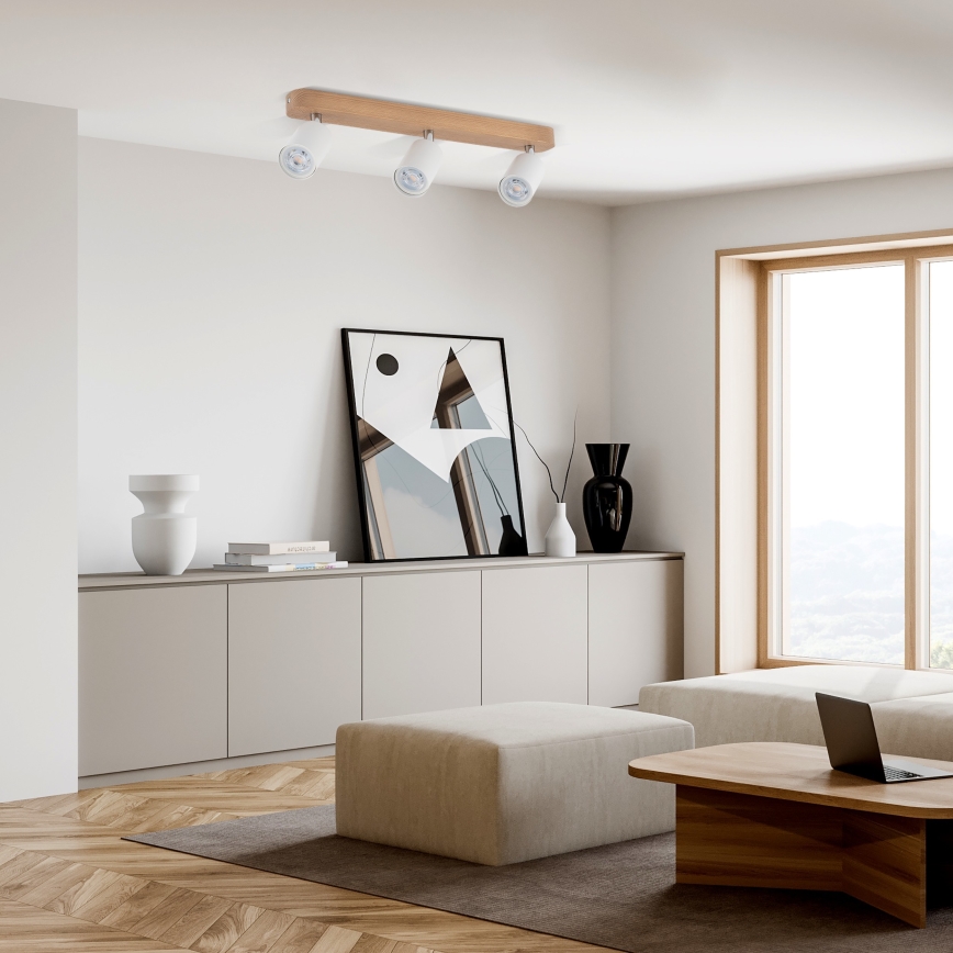 Reflektorska svjetiljka TOP WOOD 3xGU10/10W/230V bijela/drvo