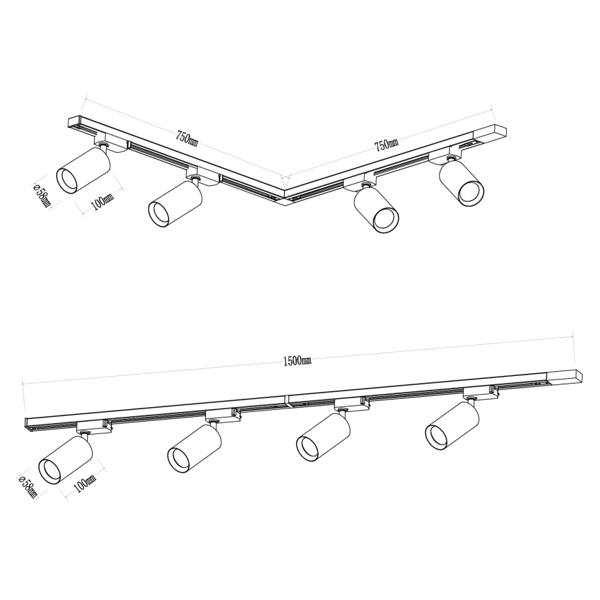 Reflektorska svjetiljka u tračnom sustavu PIPE 4xGU10/10W/230V zlatna/crna