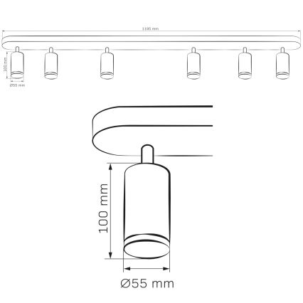 Reflektorska svjetiljka za kupaonicu TURYN 6xGU10/10W/230V IP44 crna