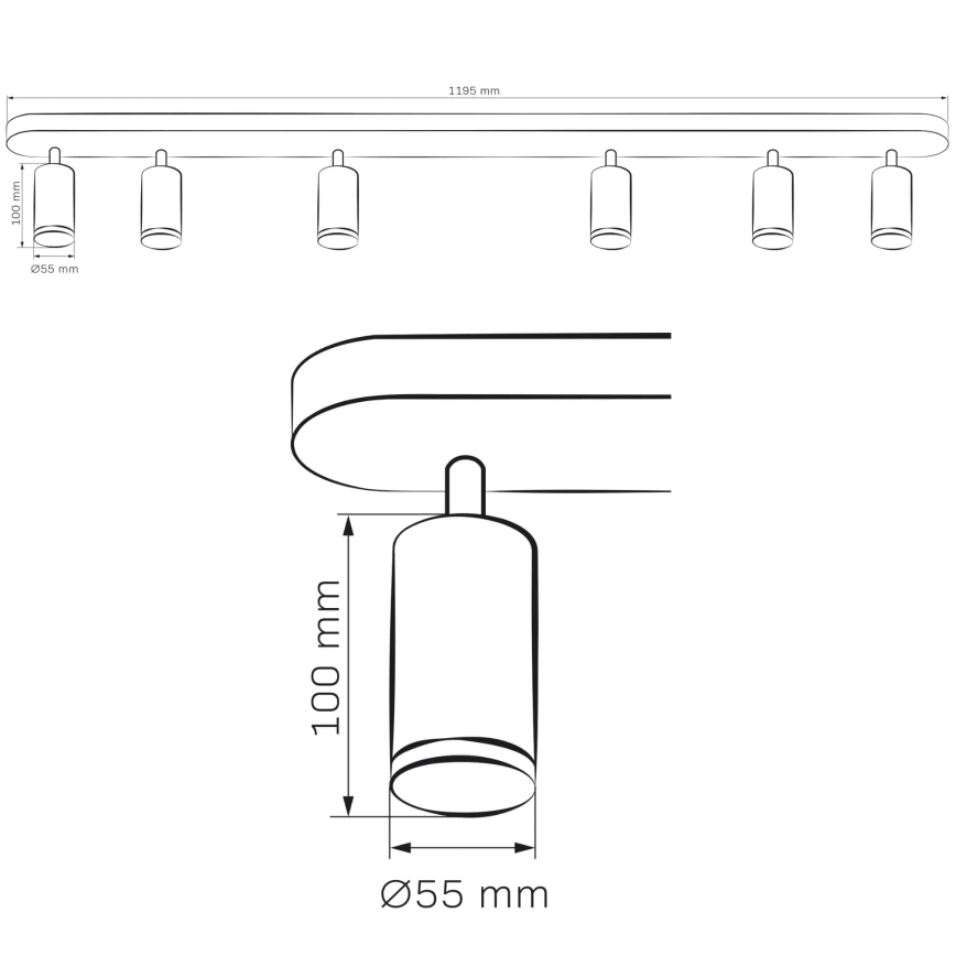 Reflektorska svjetiljka za kupaonicu TURYN 6xGU10/10W/230V IP44 crna