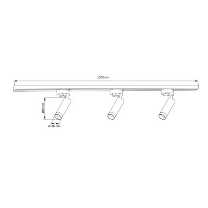 Reflektorska svjetiljka za tračni sustav FADO 3xGU10/10W/230V + 1 m tračni sustav crna