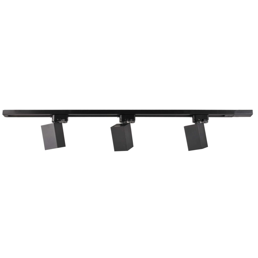 Reflektorska svjetiljka za tračni sustav SQUARE 3xGU10/10W/230V + 1 m sustav vodilica crna
