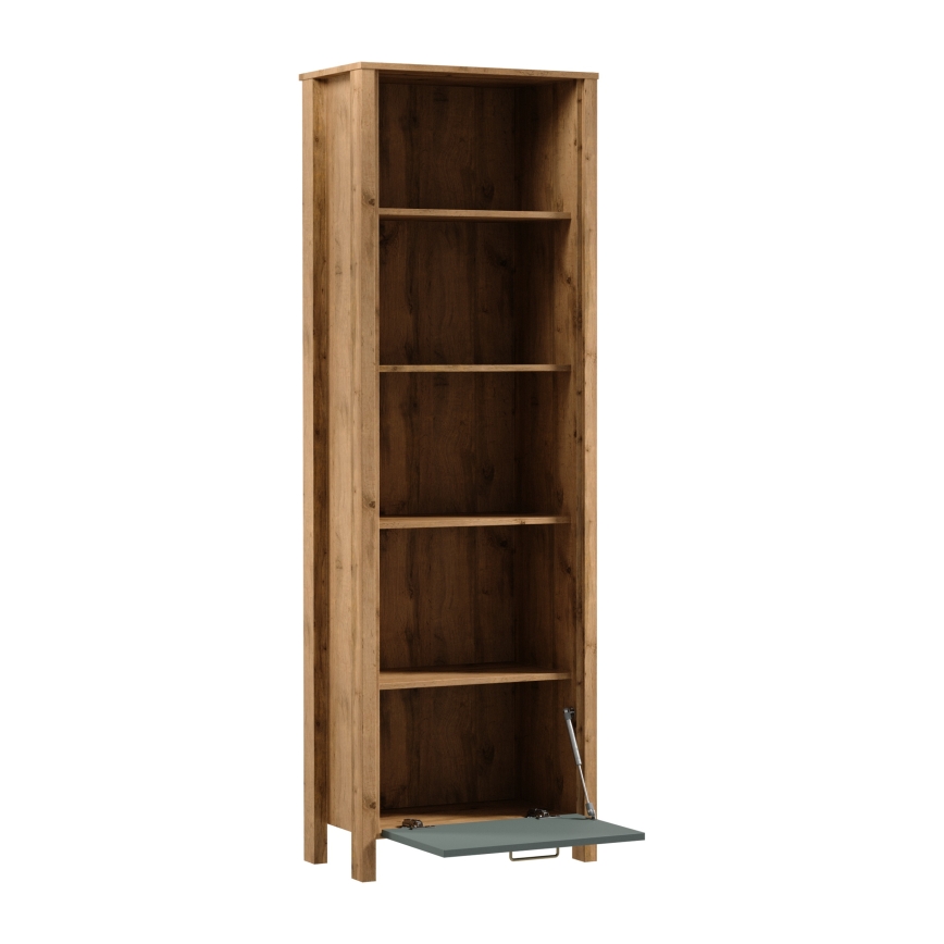 Regal MENTA 66x200x37 cm hrast wotan/zelena