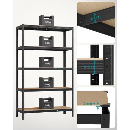 Regal ORDIFY, crne boje