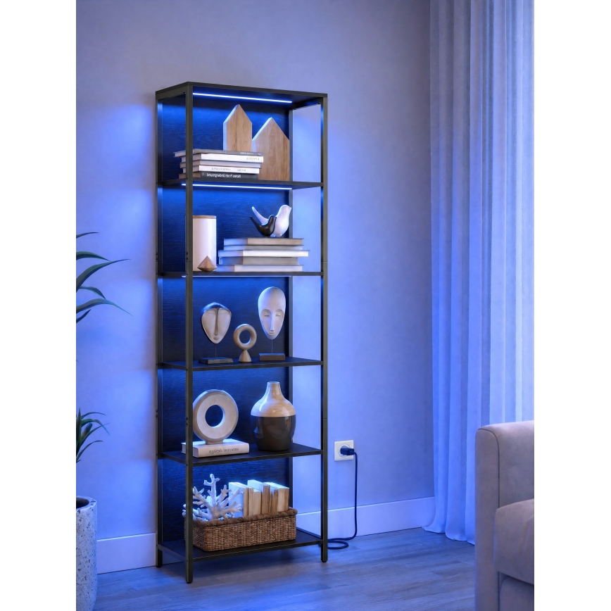 Regal s ugrađenim osvjetljenjem NAVARO 60x179x30 cm, crni