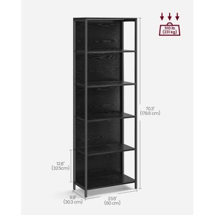 Regal s ugrađenim osvjetljenjem NAVARO 60x179x30 cm, crni