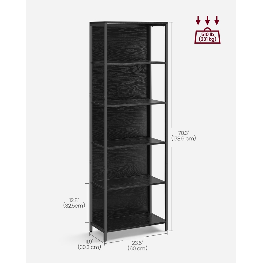 Regal s ugrađenim osvjetljenjem NAVARO 60x179x30 cm, crni
