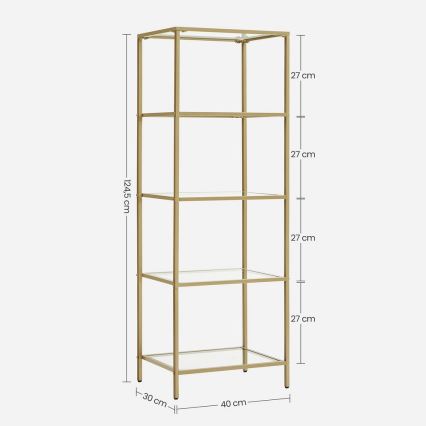 Regal za knjige GLASY 40x125x30 cm zlatni