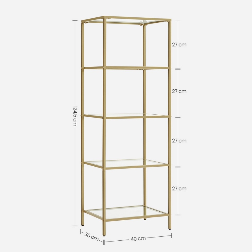 Regal za knjige GLASY 40x125x30 cm zlatni