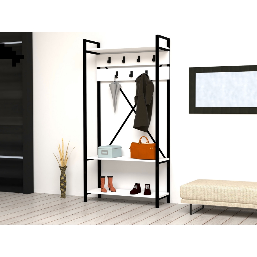 Regal za predsoblje ALFA 180x90 cm bijela/crna