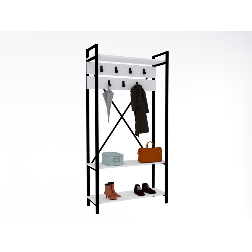Regal za predsoblje ALFA 180x90 cm bijela/crna