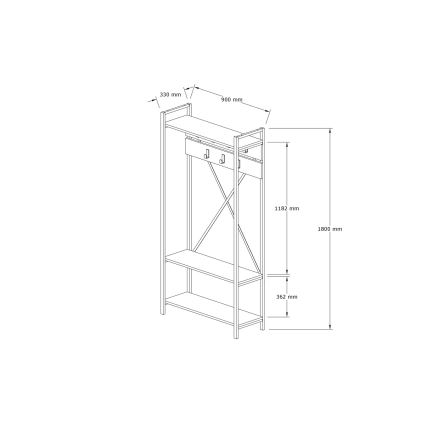 Regal za predsoblje ALFA 180x90 cm bijela/crna