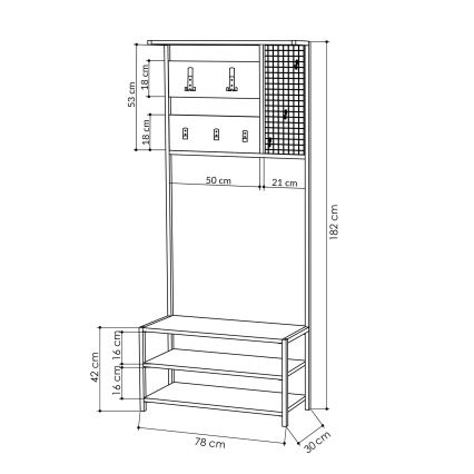 Regal za predsoblje NOMAD 182x78 cm crna/antracit