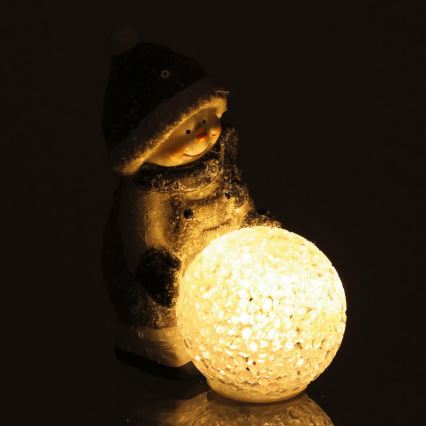 LED Božićna dekoracija LED/2xLR44/topla bijela snjegović s kuglom