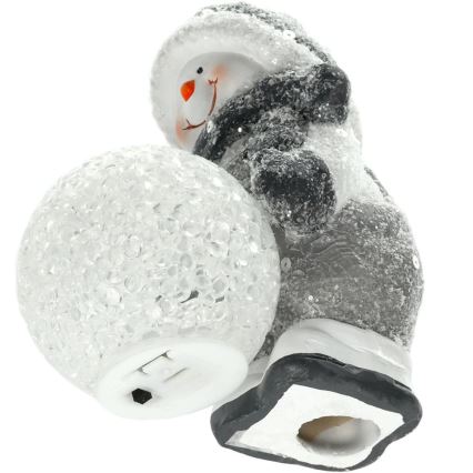 LED Božićna dekoracija LED/2xLR44/topla bijela snjegović s kuglom