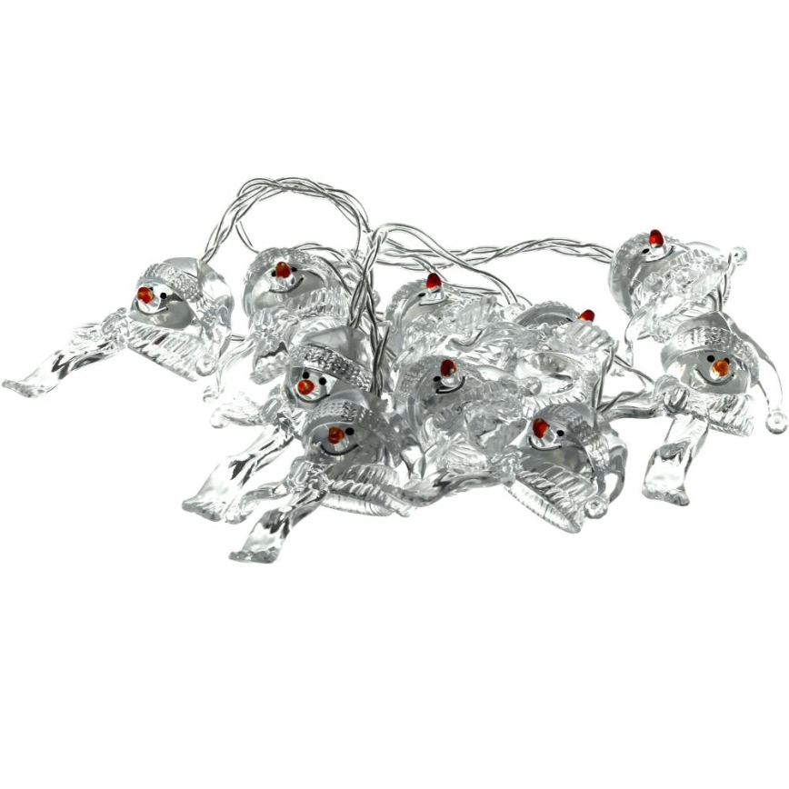 LED Božićne lampice 10xLED/2xAA/topla bijela 1,65m snjegovići