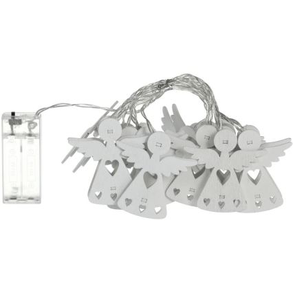 LED Božićne lampice 10xLED/2xAA/topla bijela 2m anđeli