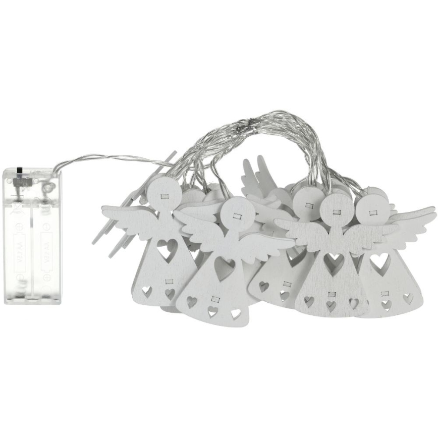 LED Božićne lampice 10xLED/2xAA/topla bijela 2m anđeli