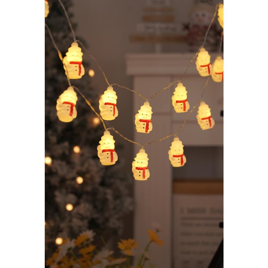 LED Božićne lampice 20xLED/3xAA/topla bijela 3,3m snjegovići