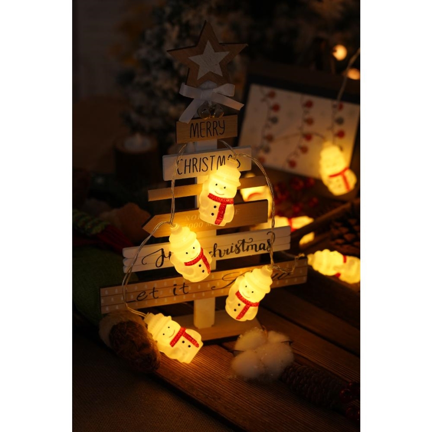 LED Božićne lampice 20xLED/3xAA/topla bijela 3,3m snjegovići