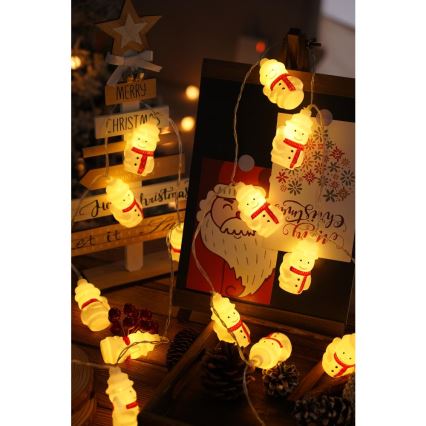 LED Božićne lampice 20xLED/3xAA/topla bijela 3,3m snjegovići