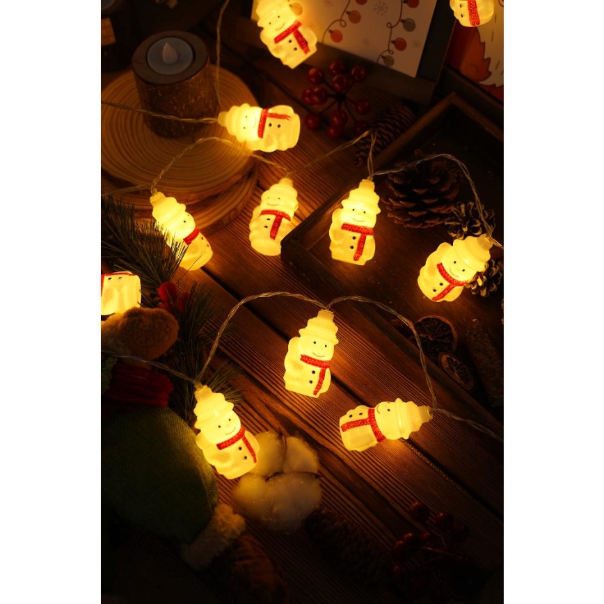 LED Božićne lampice 20xLED/3xAA/topla bijela 3,3m snjegovići