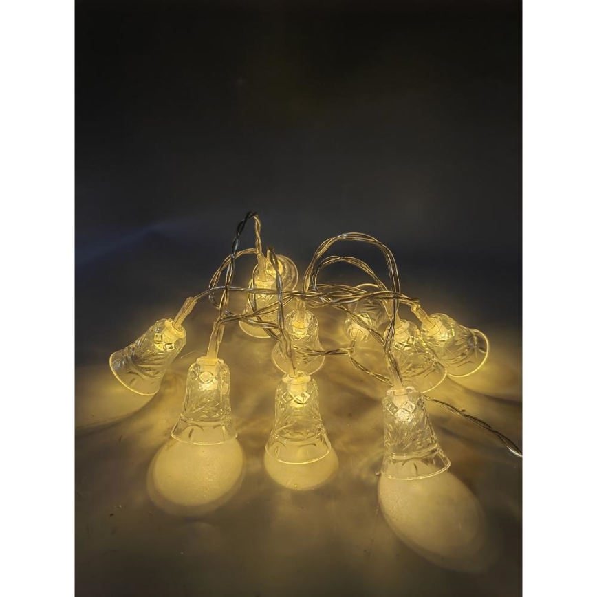 LED Božićna girlanda 20xLED/3xAA/topla bijela 2,2m zvončići