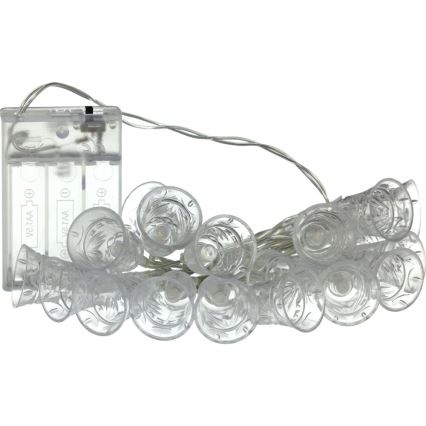 LED Božićna girlanda 20xLED/3xAA/topla bijela 2,2m zvončići