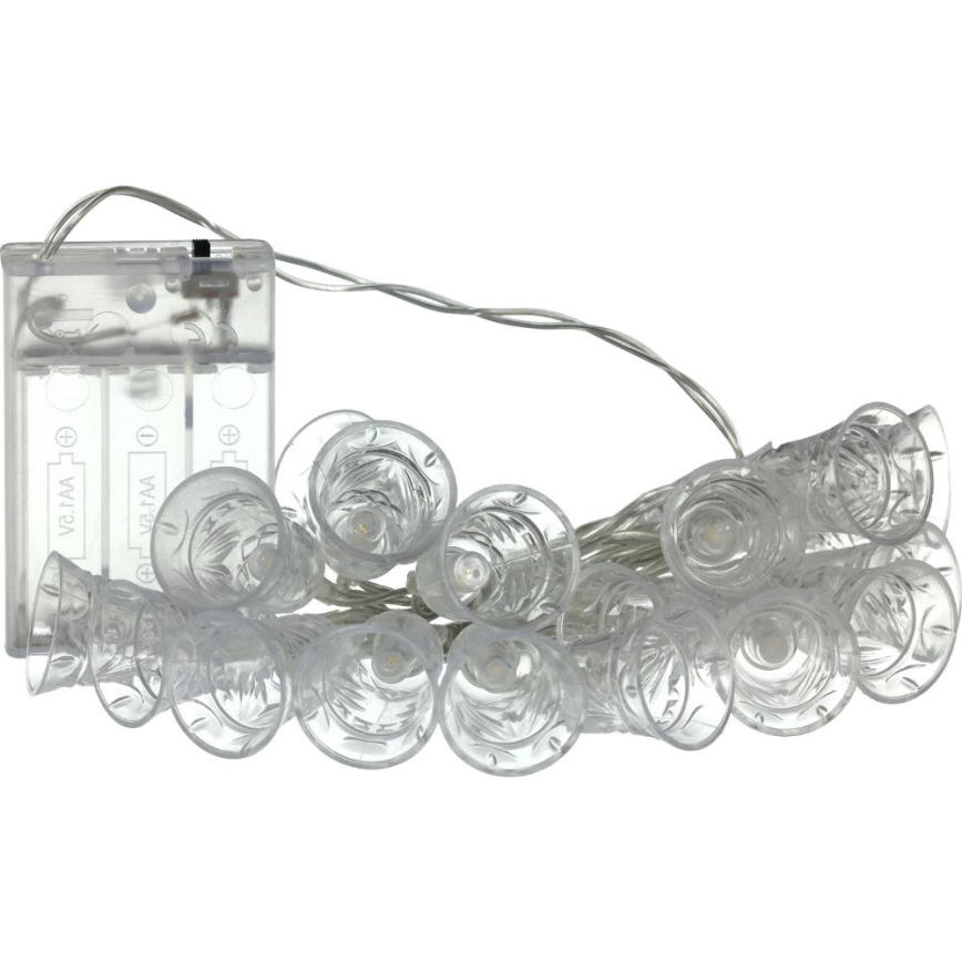 LED Božićna girlanda 20xLED/3xAA/topla bijela 2,2m zvončići