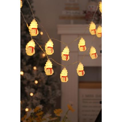 LED Božićna girlanda 20xLED/3xAA/topla bijela 3,3m snjegovići