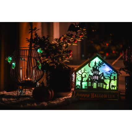 LED Dekoracija HALLOWEEN LED/2xAA/multicolor ukleta kuća