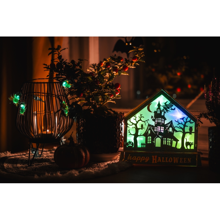 LED Dekoracija HALLOWEEN LED/2xAA/multicolor ukleta kuća