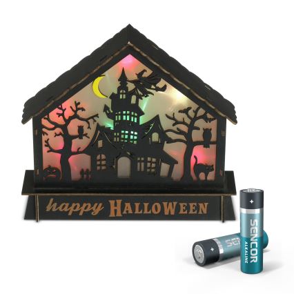 LED Dekoracija HALLOWEEN LED/2xAA/multicolor ukleta kuća