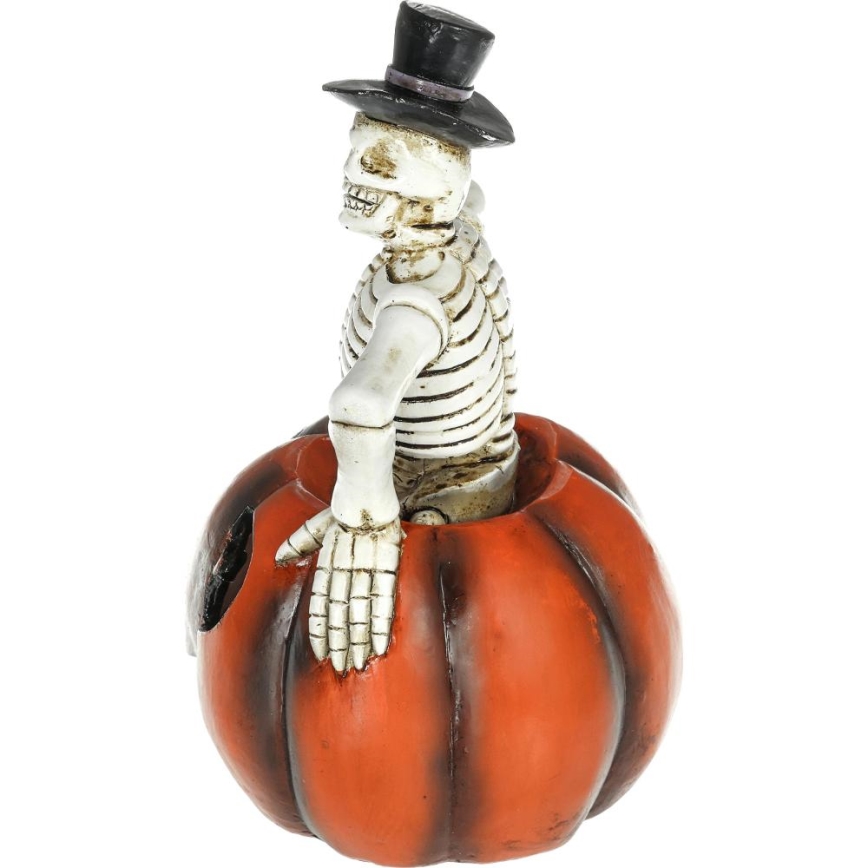 LED Dekoracija HALLOWEEN LED/2xLR44/topla bijela kostur u bundevi smola