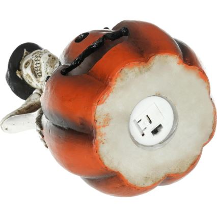 LED Dekoracija HALLOWEEN LED/2xLR44/topla bijela kostur u bundevi smola